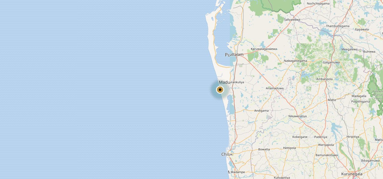 Map showing the estate's approximate location on Sri Lanka's north-western coast